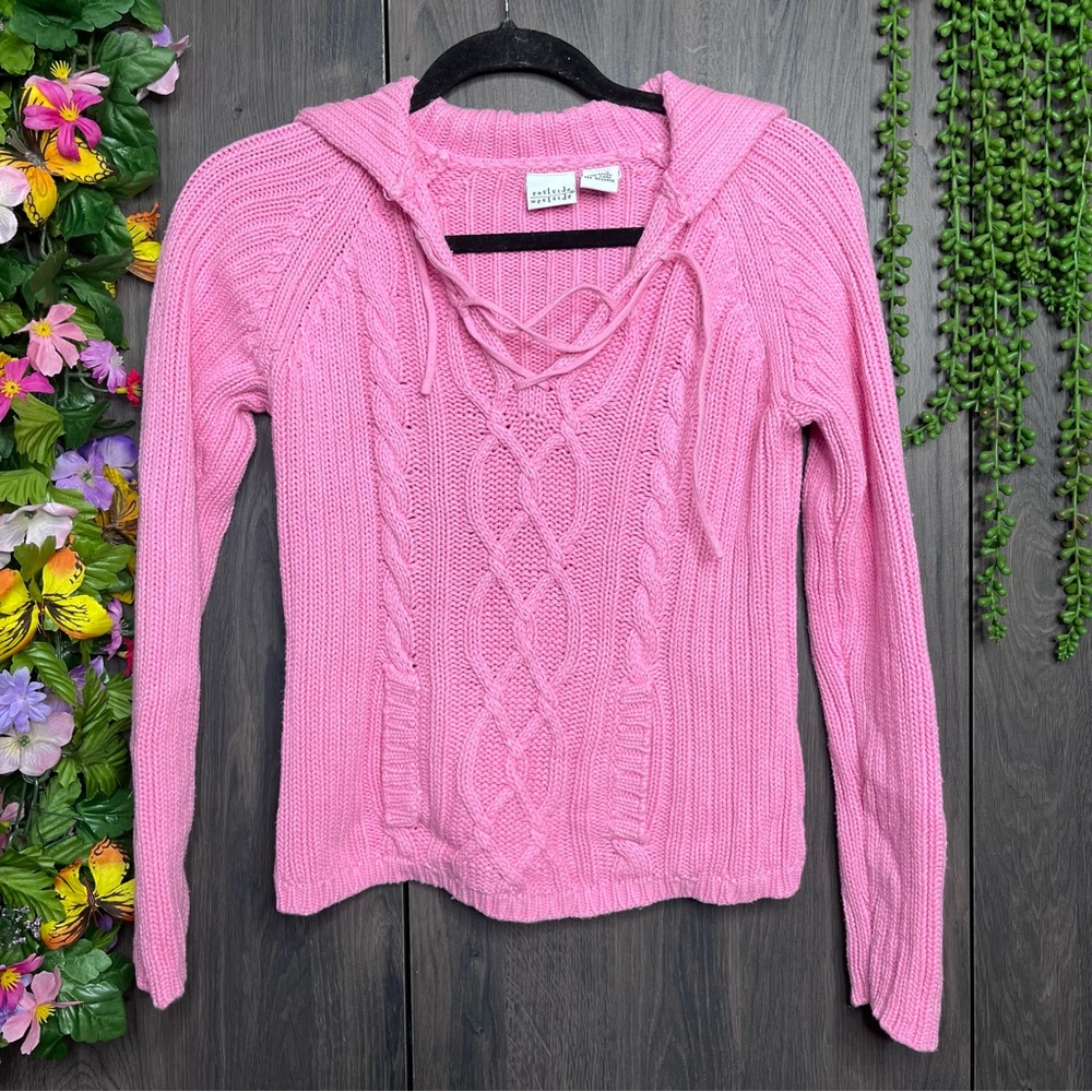 💙2/$40💙Eastside Westside Pink Lace Up Sweater Size Medium